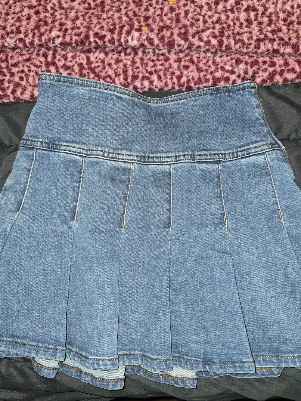 Aeropostale Light Blue Denim Pleated Skater Mini Skirt